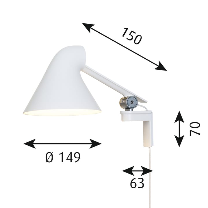 Lámpara de pared NJP brazo corto, Blanco Louis Poulsen