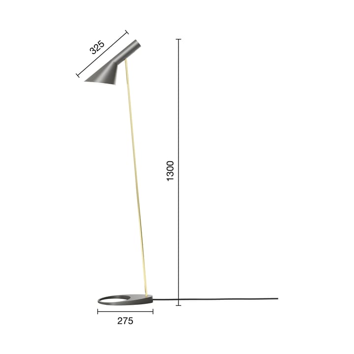 Lámpara de pie AJ, Brass-warm grey Louis Poulsen