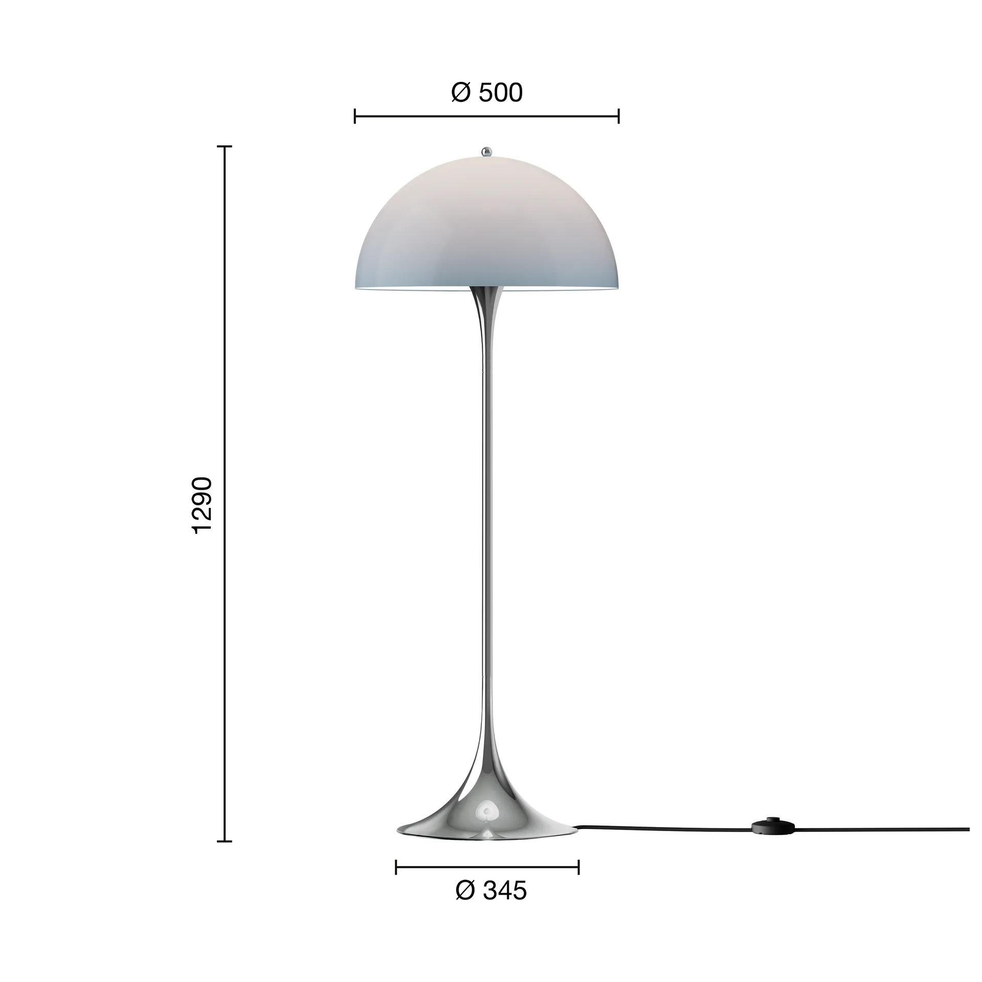 Lámpara de pie Panthella 500, Original opal blue grey Louis Poulsen