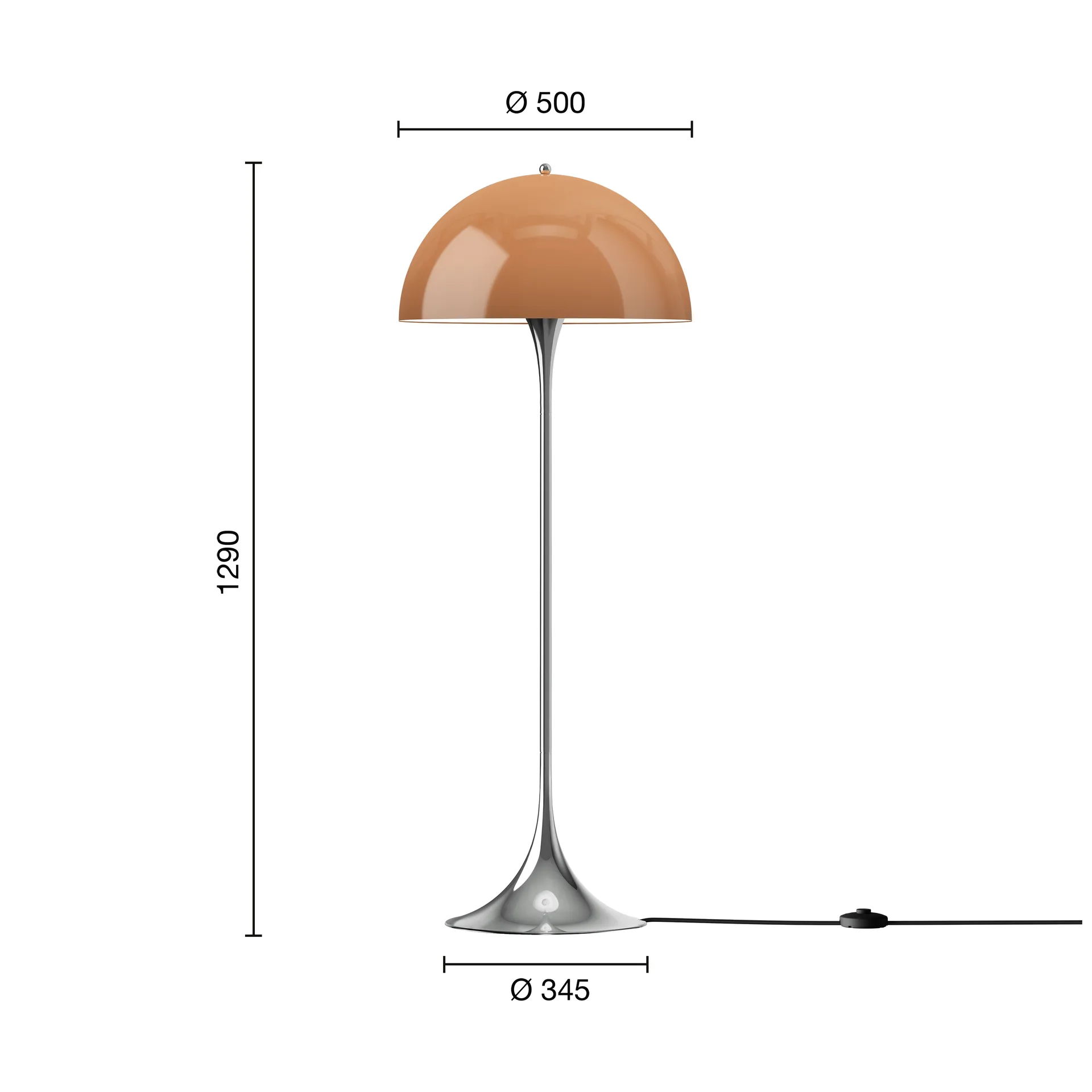 Lámpara de pie Panthella 500, Original opal brown Louis Poulsen