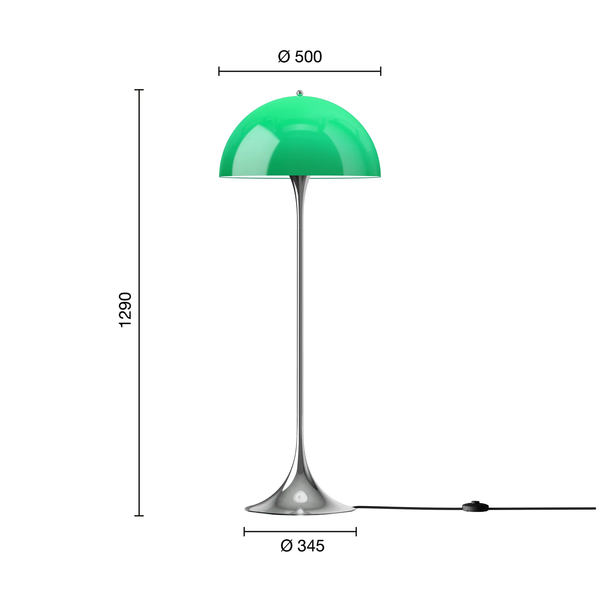 Lámpara de pie Panthella 500, Original opal green Louis Poulsen