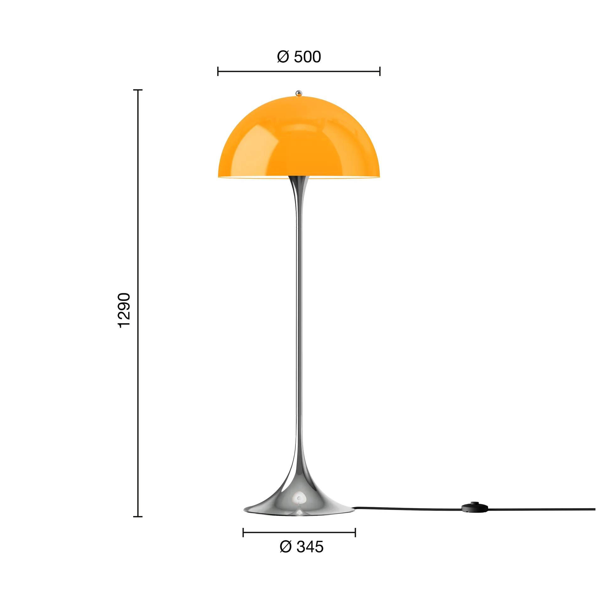 Lámpara de pie Panthella 500, Original opal orange Louis Poulsen