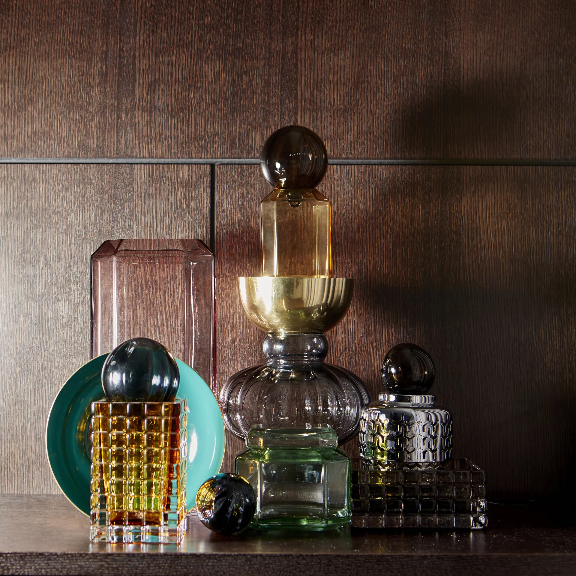 Portavelas City Lights 3, ámbar Louise Roe