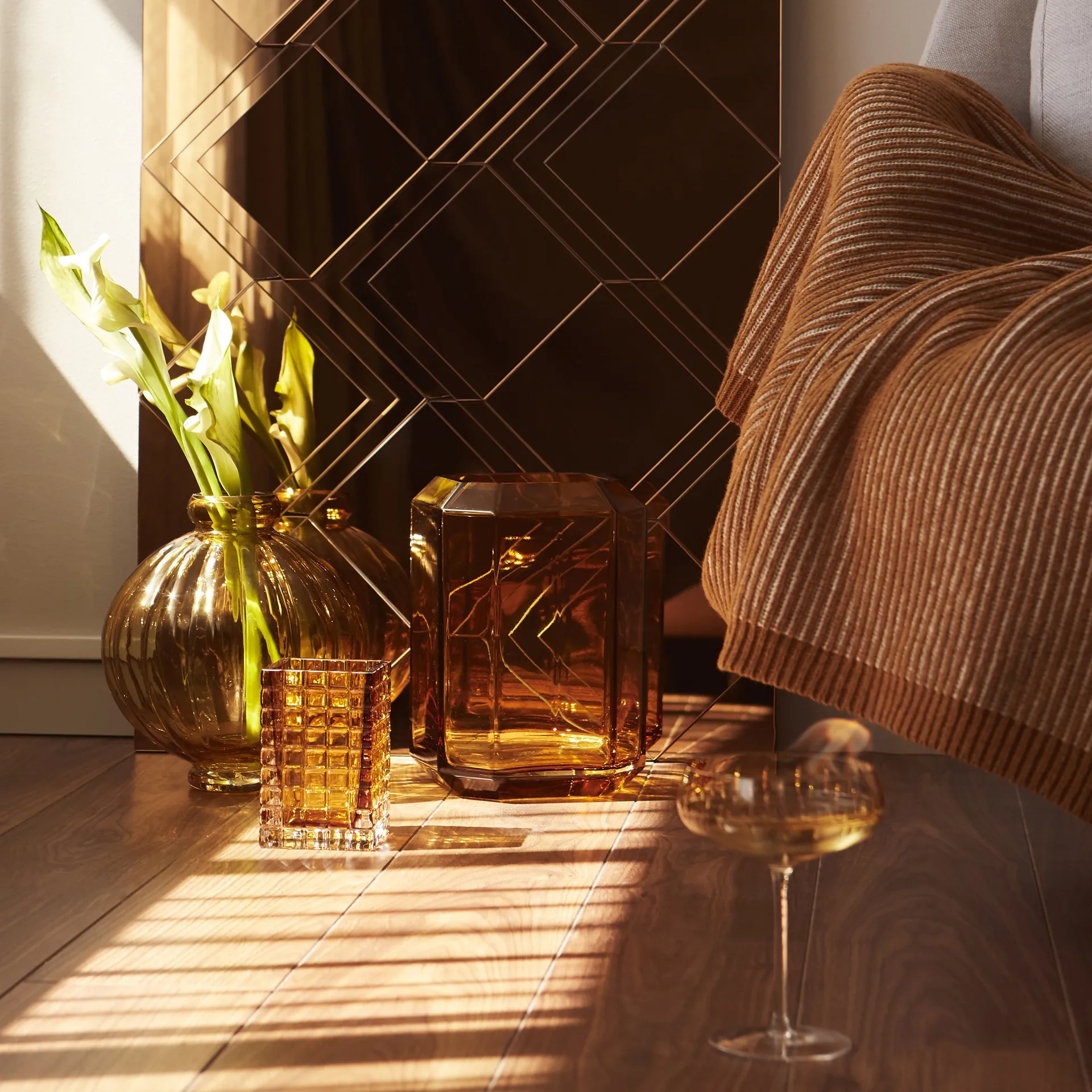 Portavelas City Lights 3, ámbar Louise Roe