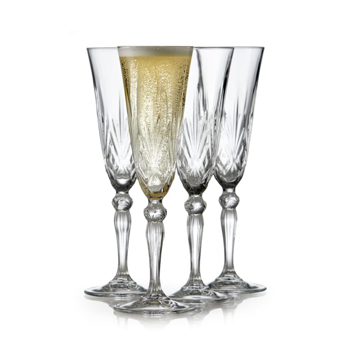 4 Copas de champagne Melodia 16 cl - Cristal - Lyngby Glas