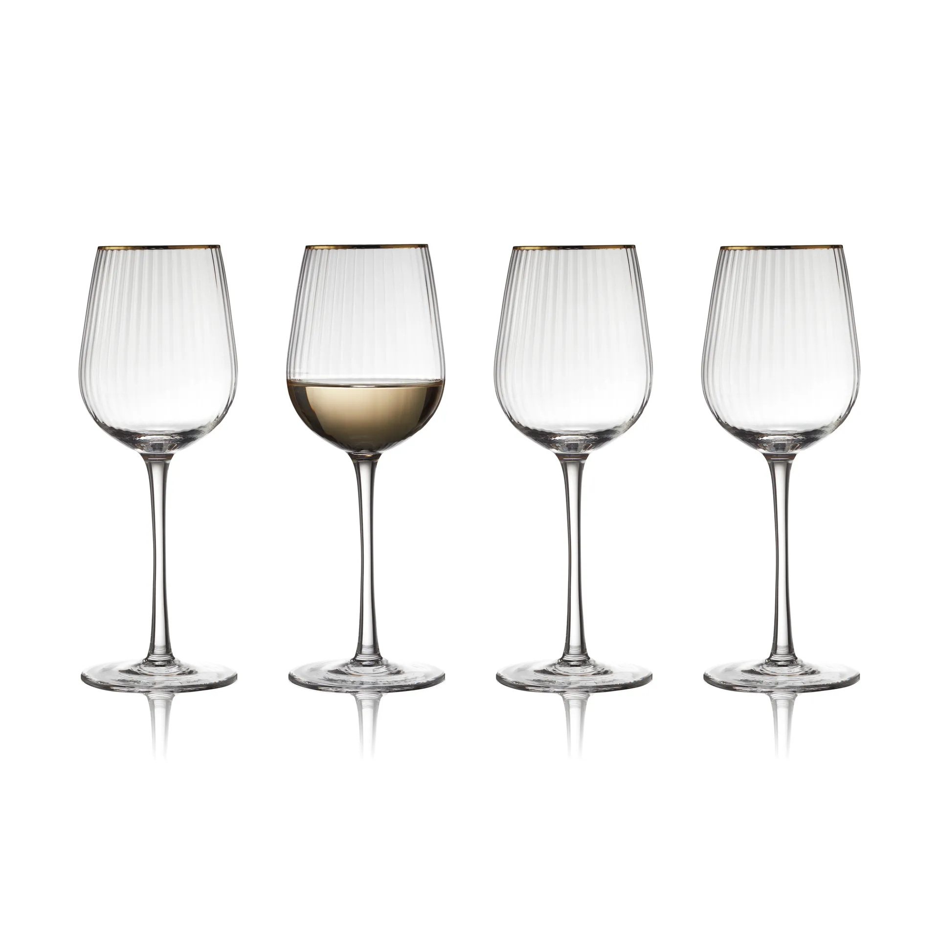 4 Copas de vino blanco Palermo Gold 30 cl, Transparente-oro Lyngby Glas