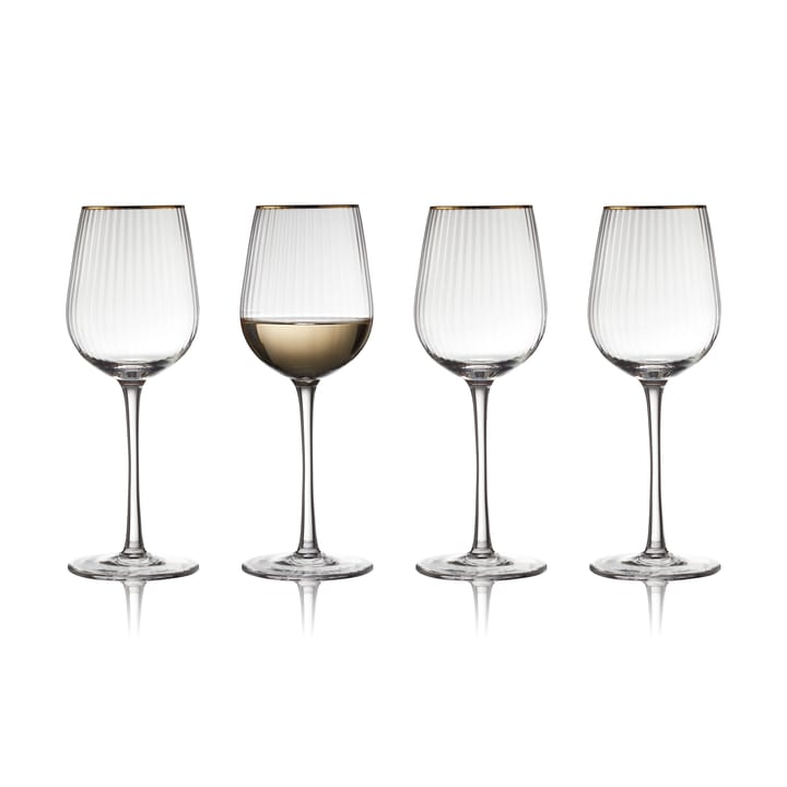 4 Copas de vino blanco Palermo Gold 30 cl - Transparente-oro - Lyngby Glas