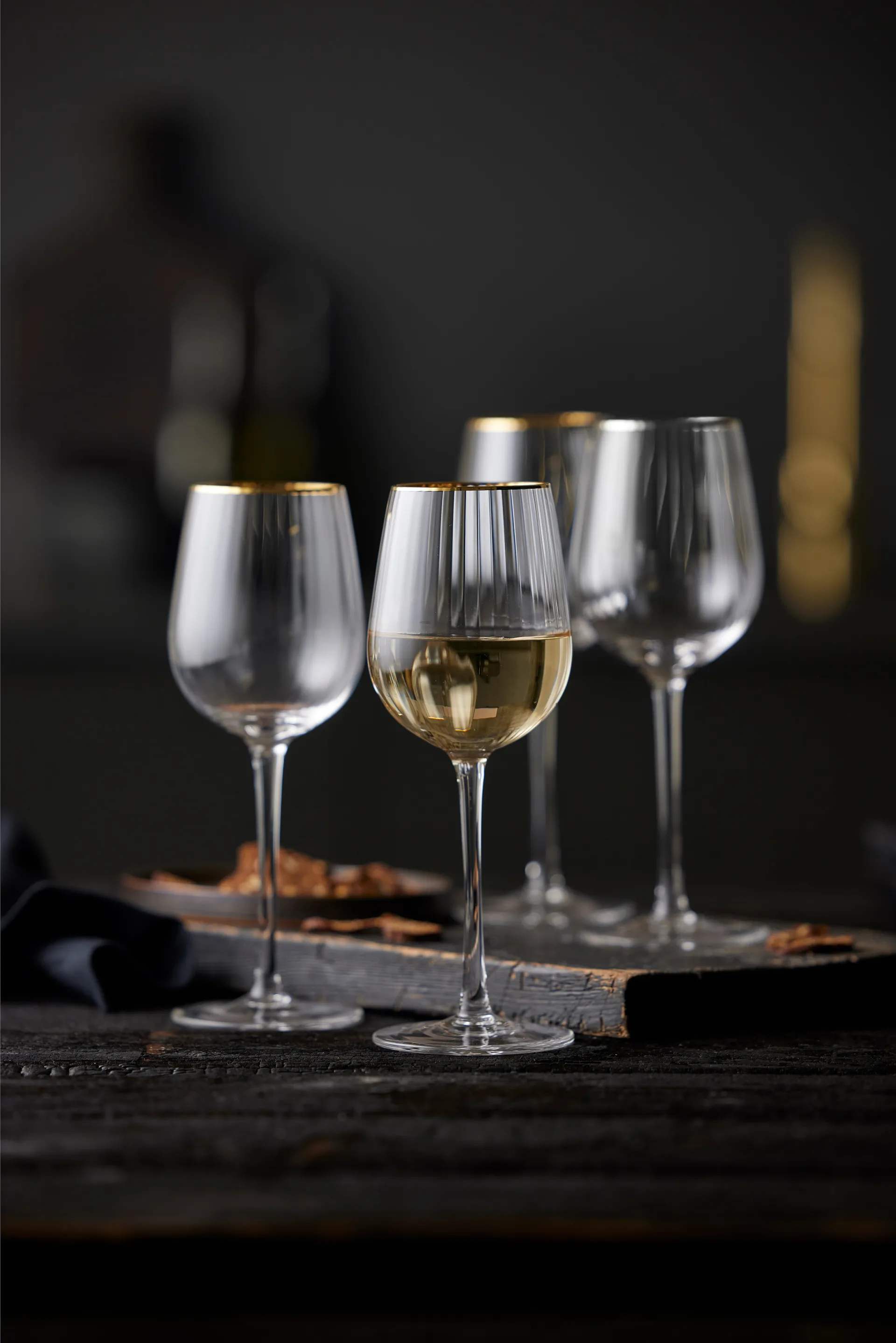 4 Copas de vino blanco Palermo Gold 30 cl, Transparente-oro Lyngby Glas