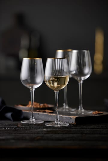 4 Copas de vino blanco Palermo Gold 30 cl - Transparente-oro - Lyngby Glas
