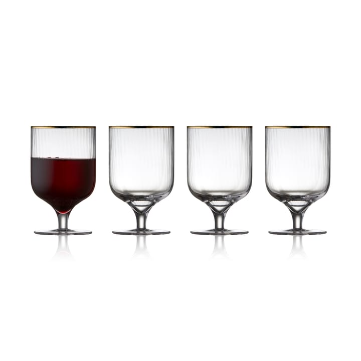 4 Copas de vino Palermo Gold 30 cl - Transparente-oro - Lyngby Glas