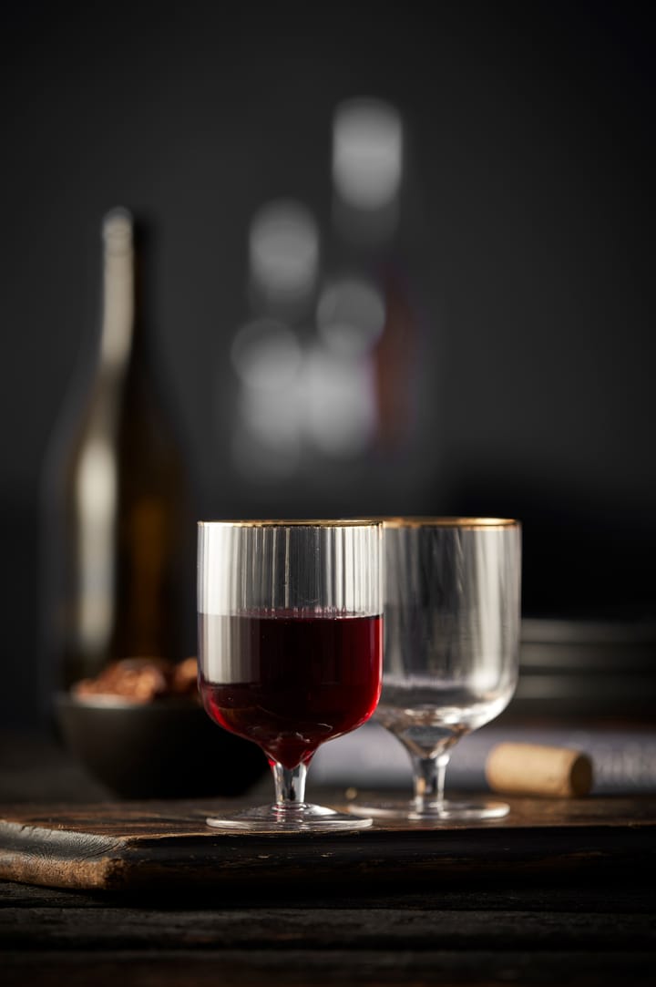4 Copas de vino Palermo Gold 30 cl, Transparente-oro Lyngby Glas