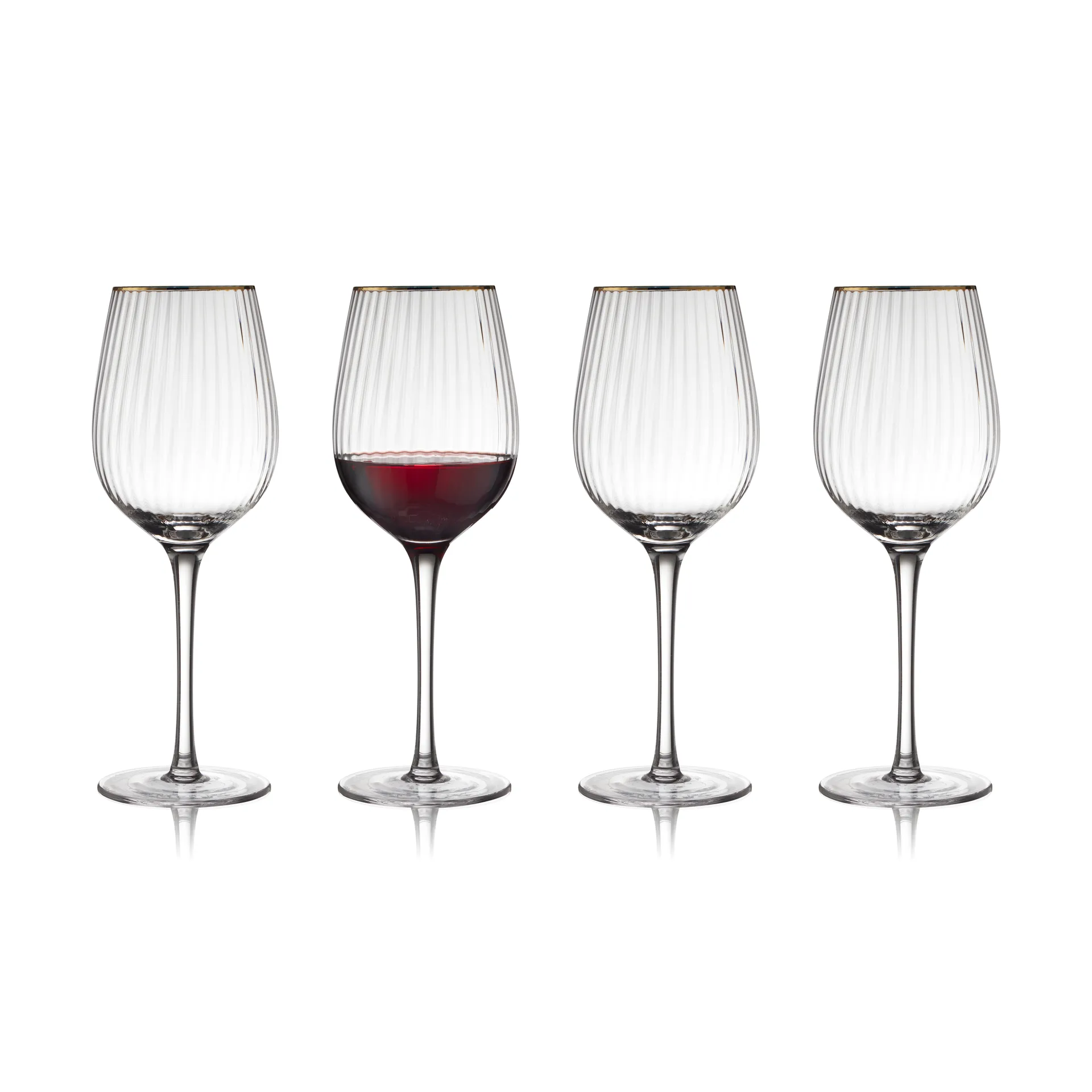 4 Copas de vino tinto Palermo Gold 40 cl, Transparente-oro Lyngby Glas