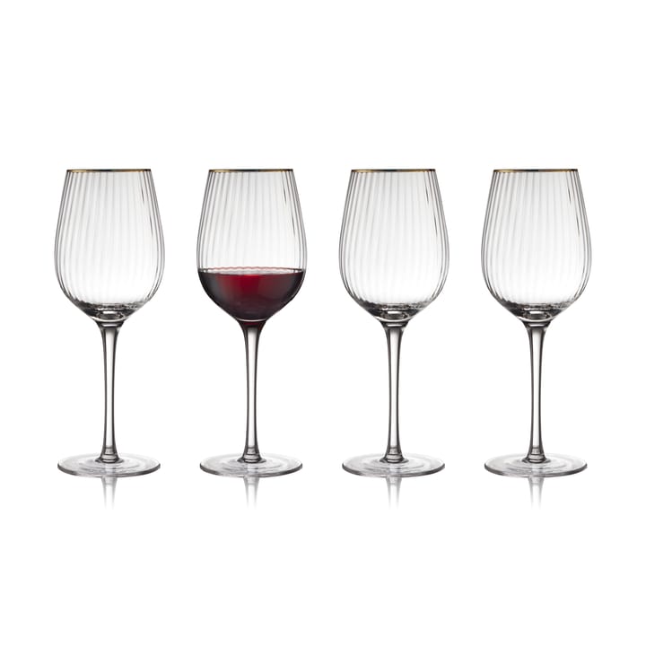 4 Copas de vino tinto Palermo Gold 40 cl - Transparente-oro - Lyngby Glas