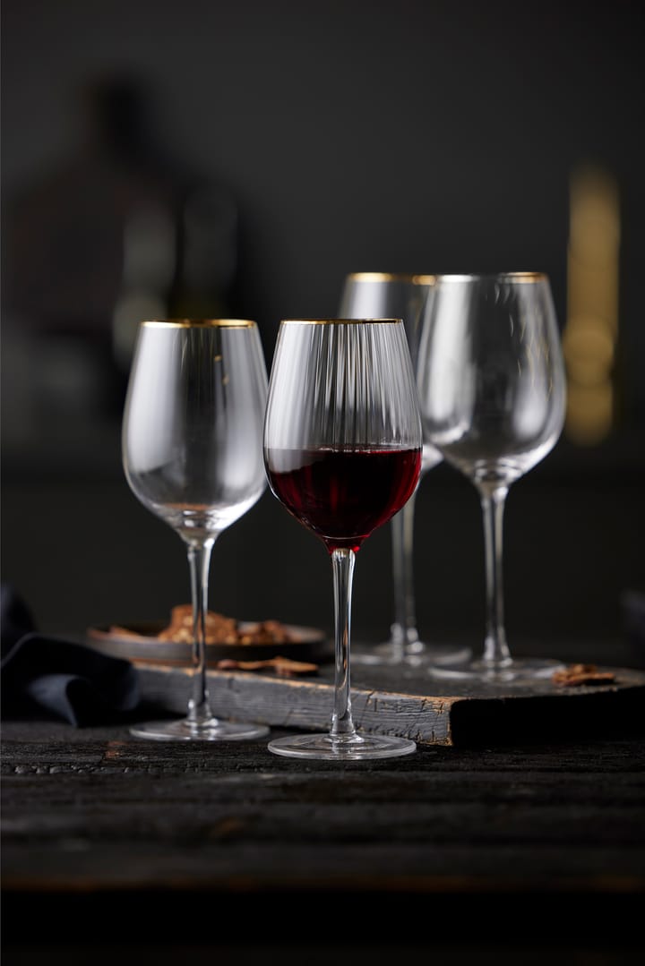 4 Copas de vino tinto Palermo Gold 40 cl, Transparente-oro Lyngby Glas