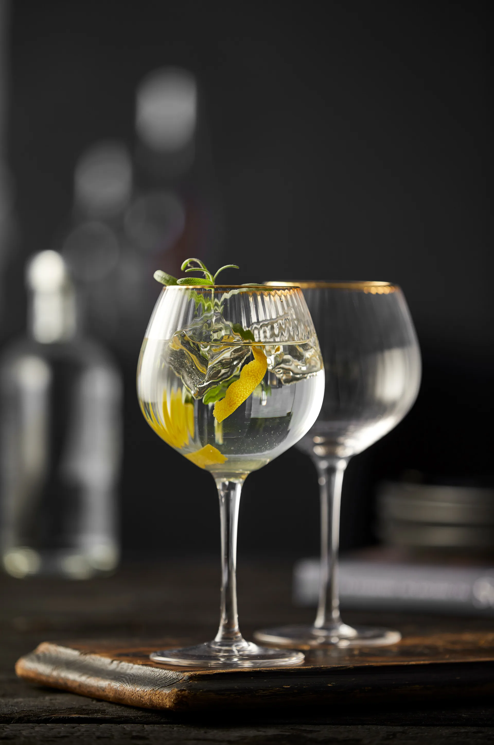 4 Copas gin tonic Palermo Gold 65 cl, Transparente-oro Lyngby Glas
