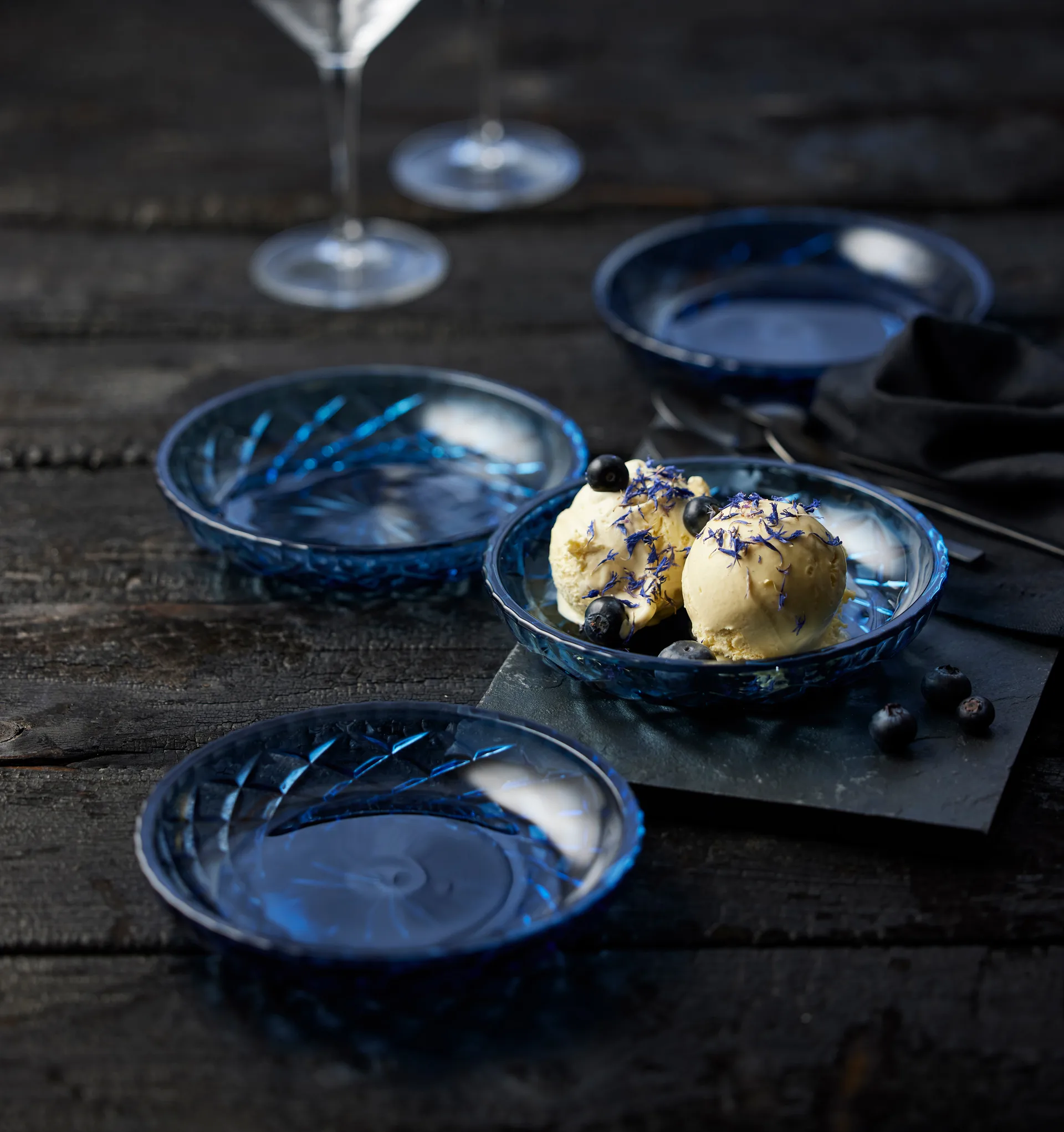 4 Platillos Sorrento Ø16 cm, Azul Lyngby Glas