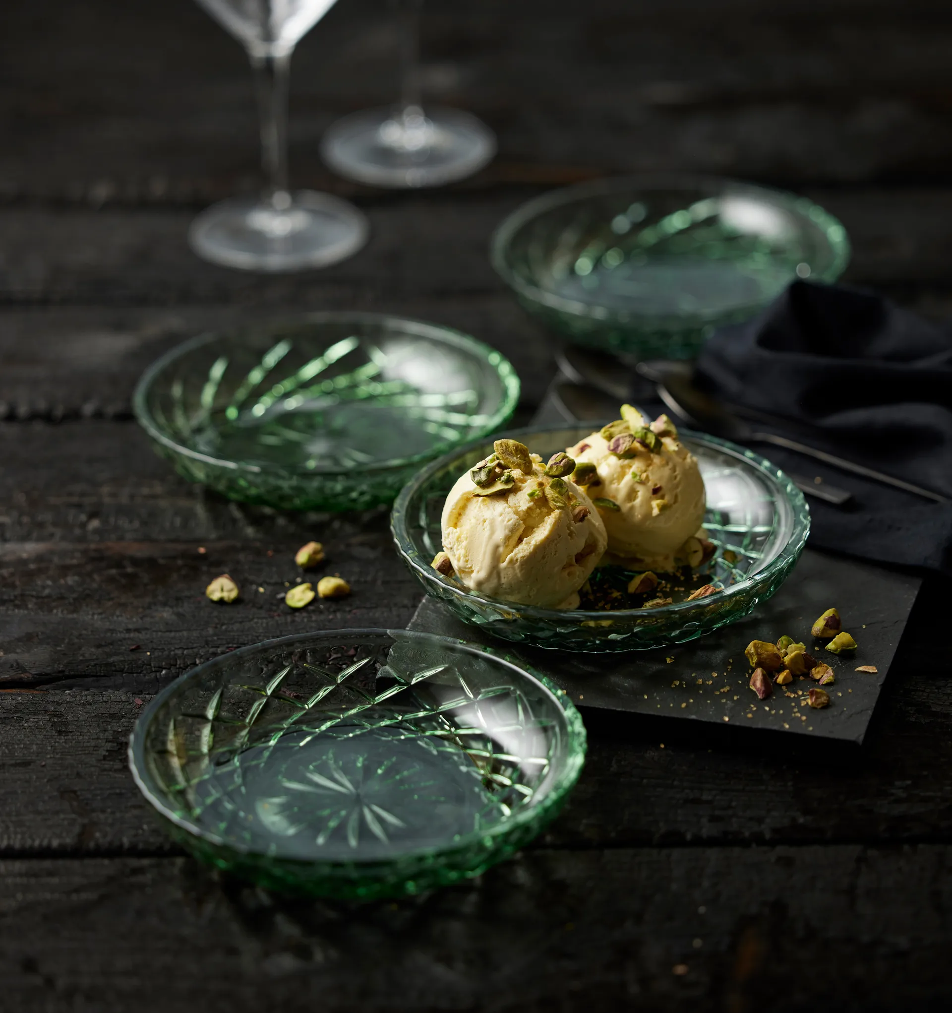 4 Platillos Sorrento Ø16 cm, Verde Lyngby Glas