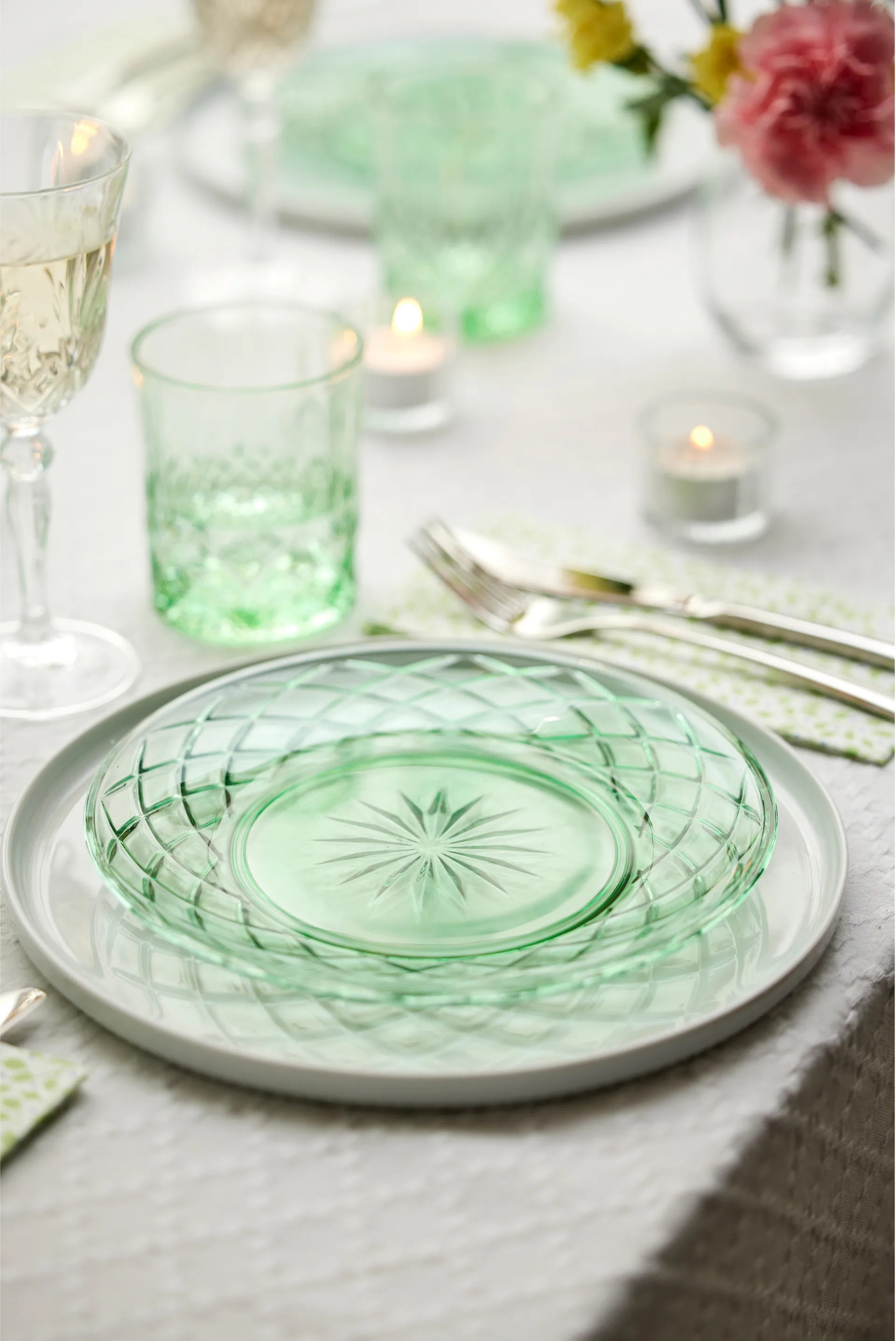 4 Platos Sorrento Ø21 cm, Verde Lyngby Glas