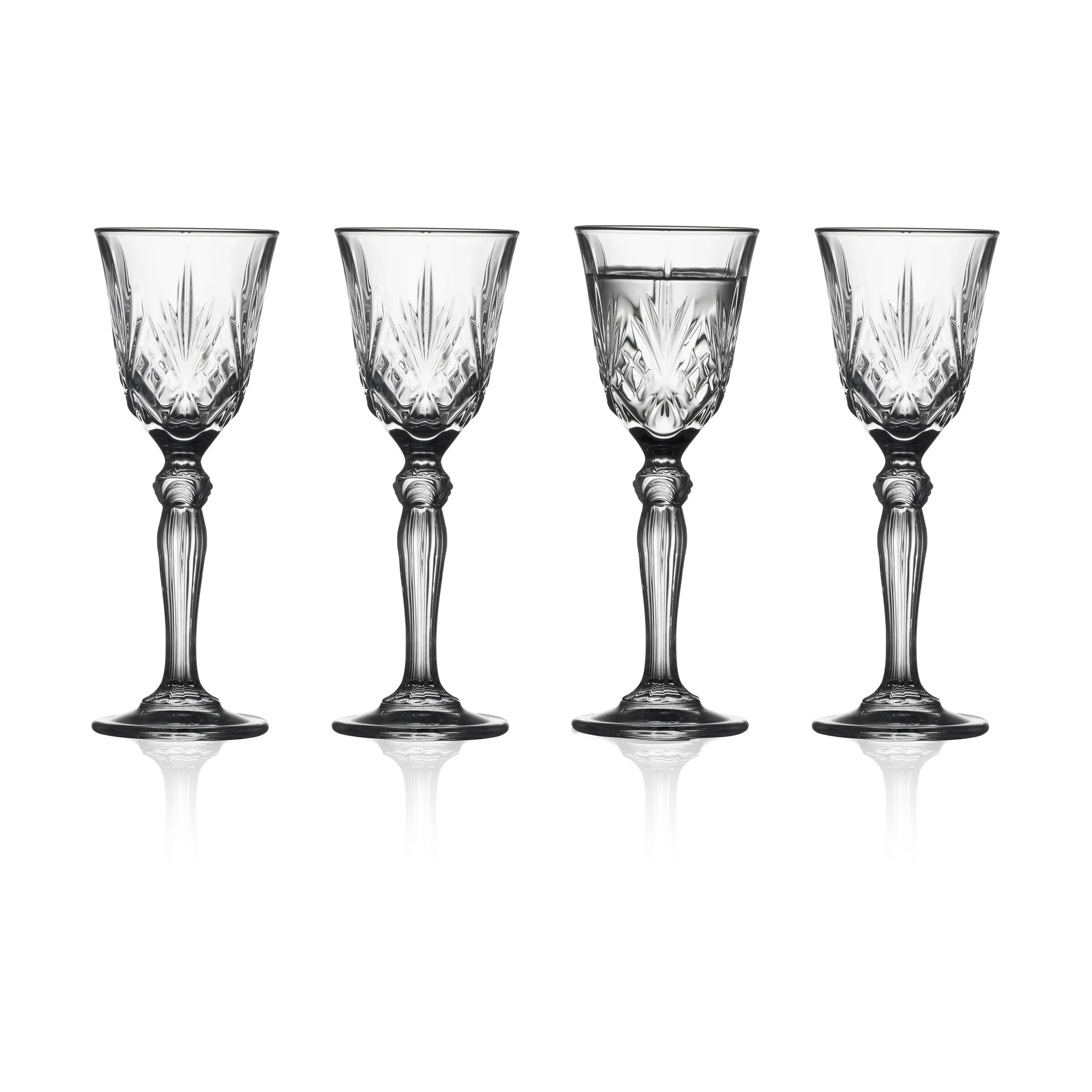 4 Vasos de chupito con pie Melodia 5 cl, Clear Lyngby Glas