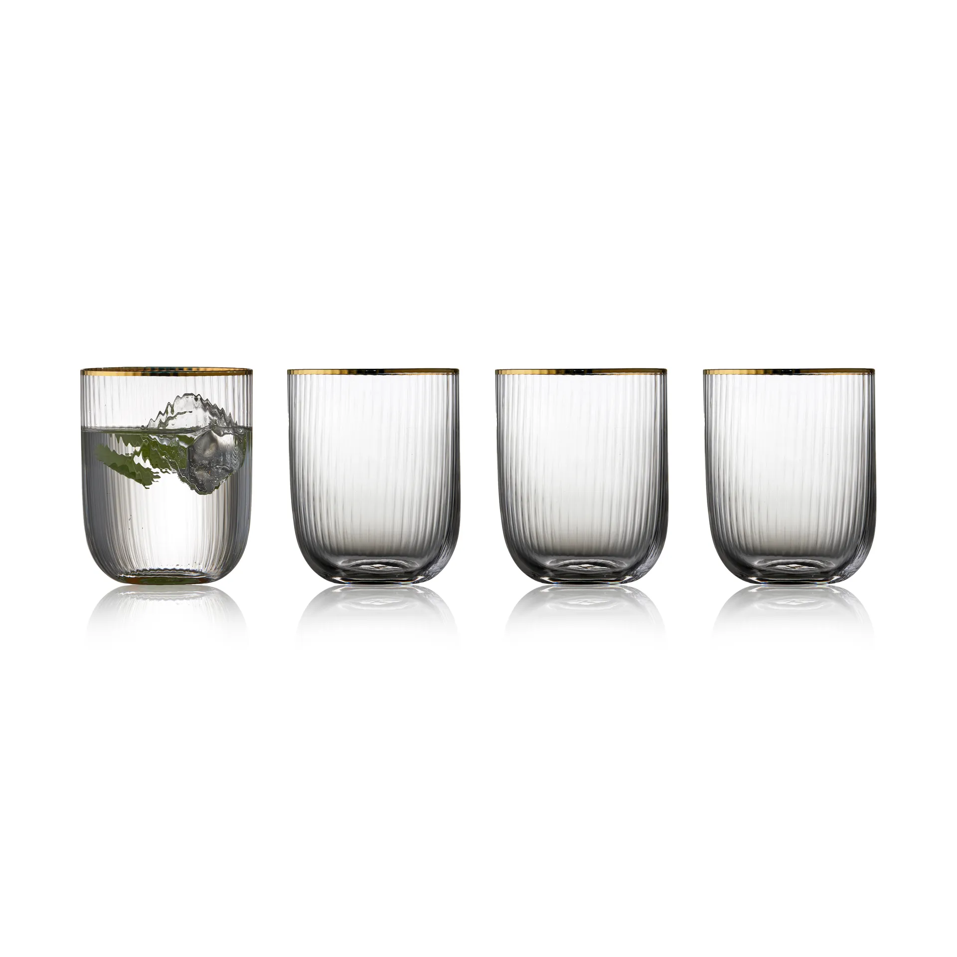 4 Vasos tumbler Palermo Gold 35 cl, Transparente-oro Lyngby Glas