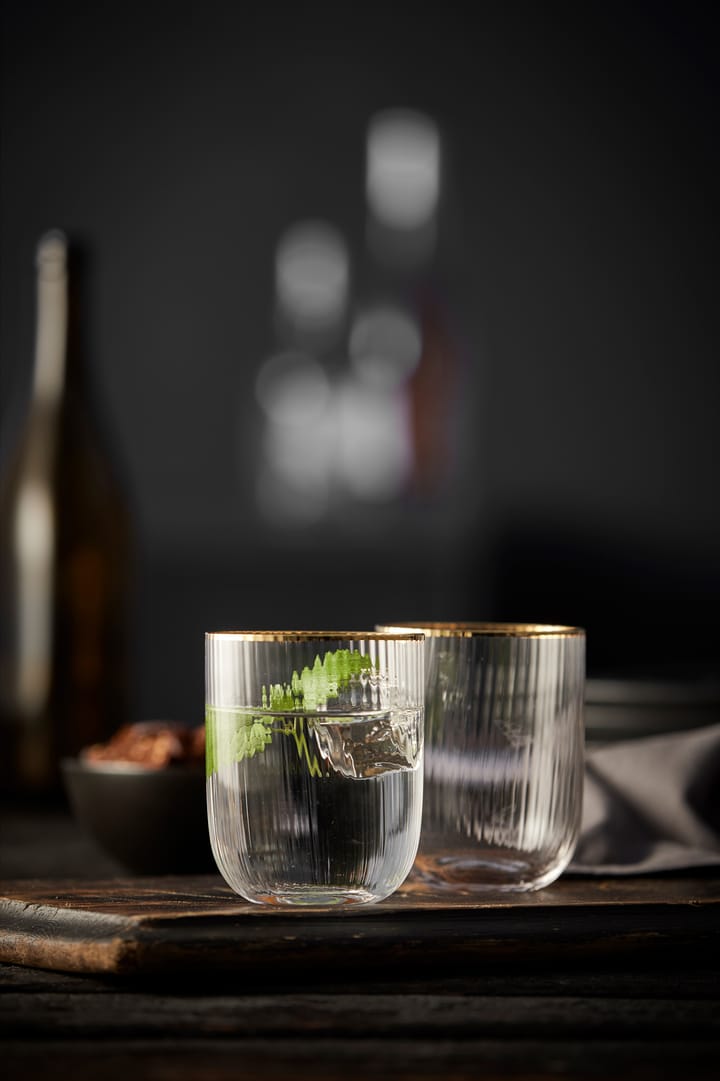 4 Vasos tumbler Palermo Gold 35 cl, Transparente-oro Lyngby Glas