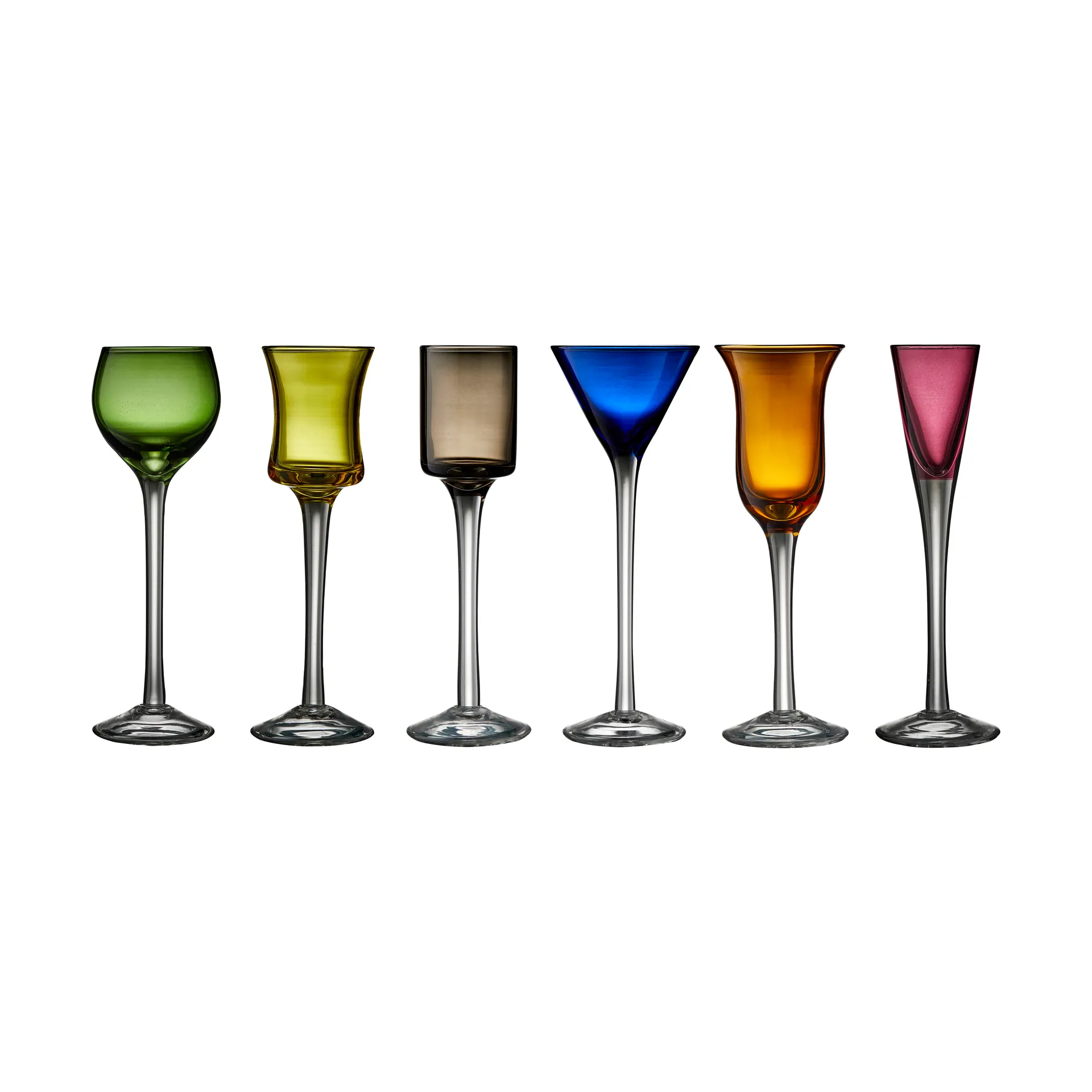 6 Vasos de chupito Lyngby Glas 2,5-5 cl, Mix Lyngby Glas