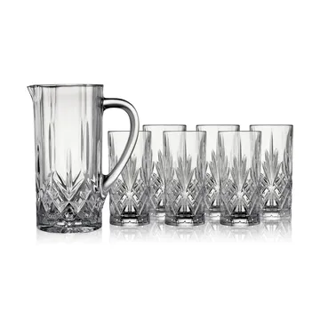 Jarra y vasos alargados Melodia 7 piezas - Cristal - Lyngby Glas