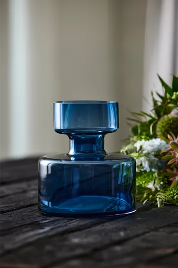 Jarrón Tubular vidrio 20 cm - Azul - Lyngby Glas