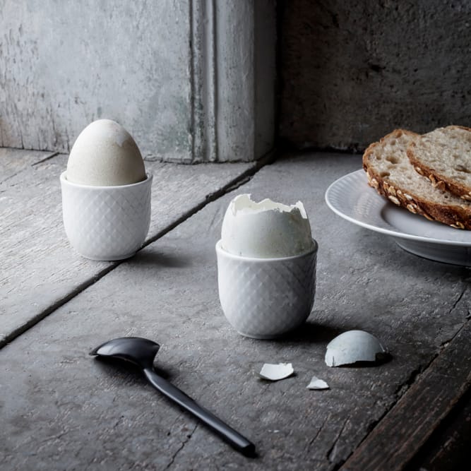 2 Hueveras Rhombe, blanco Lyngby Porcelæn