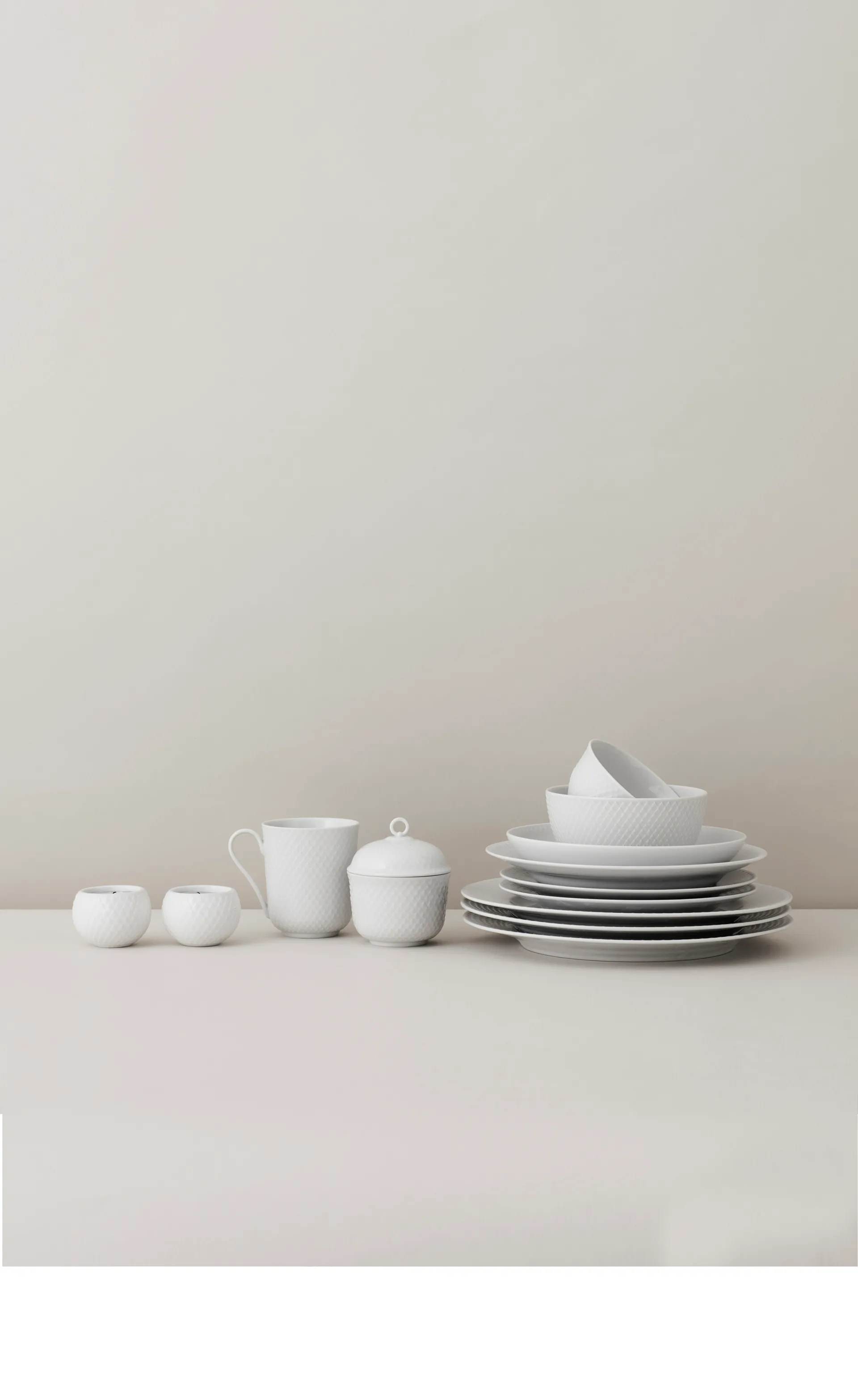 Bol con tapa Rhombe Ø8,5 cm, Blanco Lyngby Porcelæn