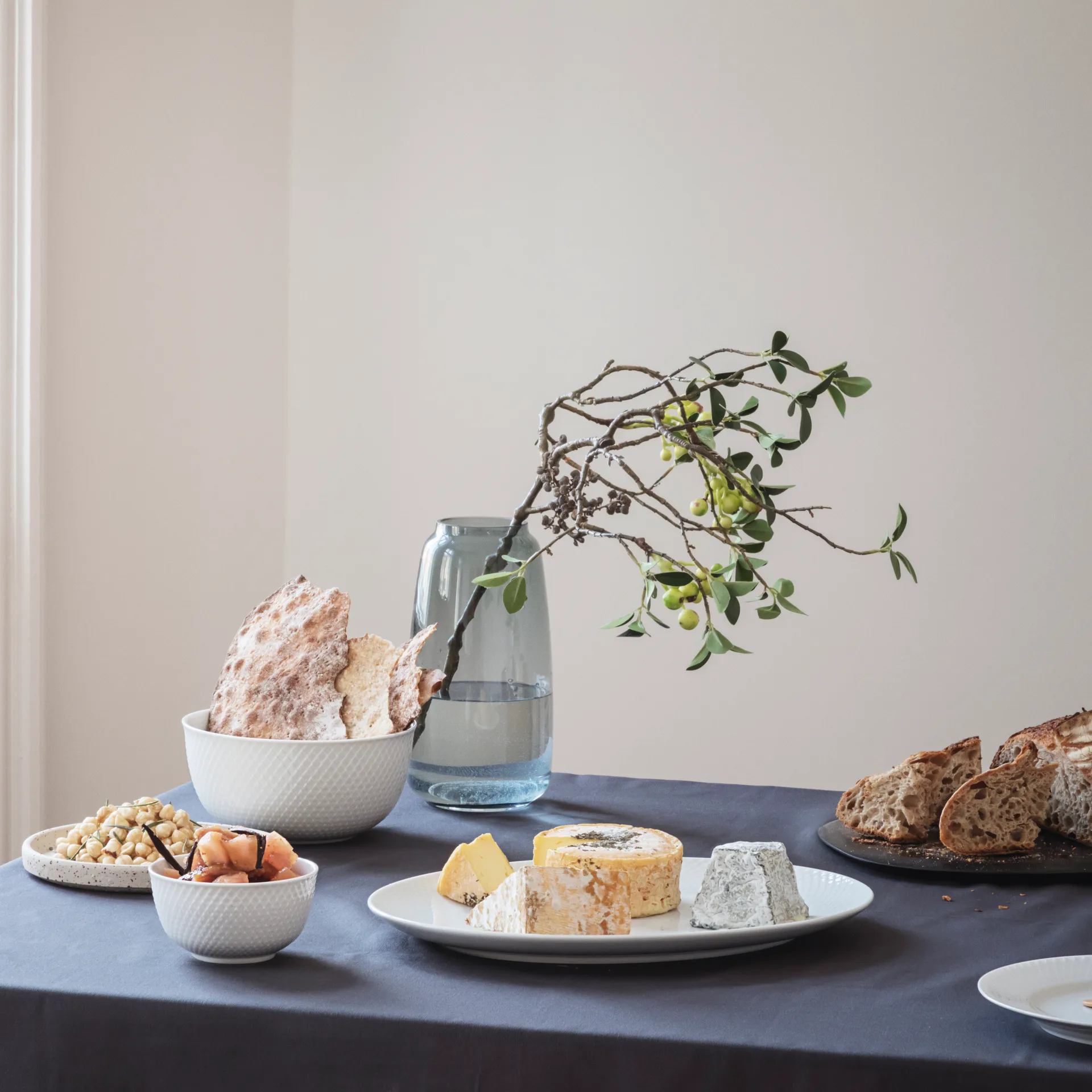 Bol para servir Rhombe Ø17,5 cm, blanco Lyngby Porcelæn