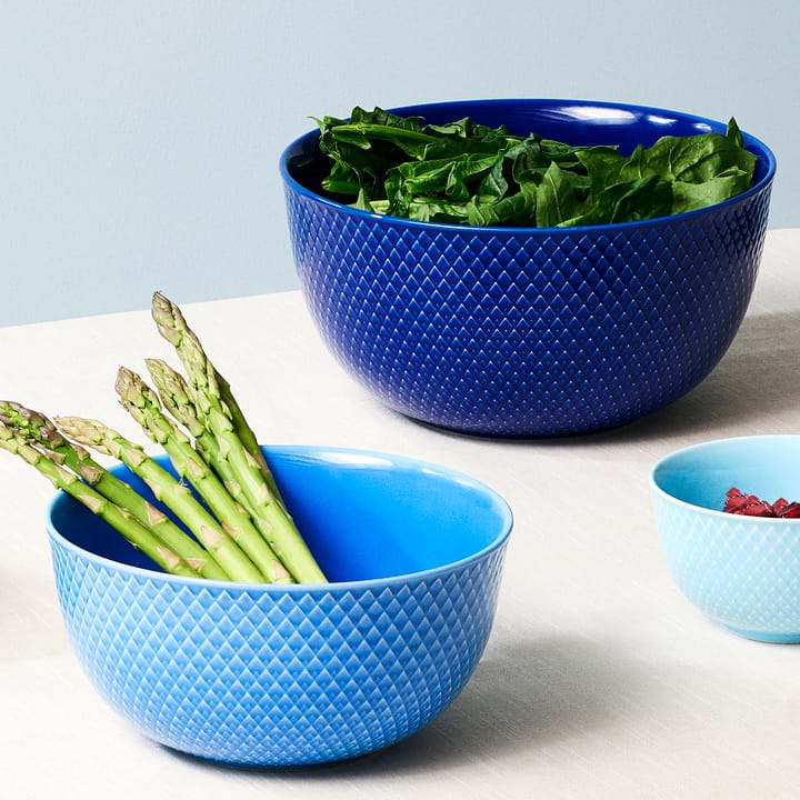 Bol para servir Rhombe Ø22 cm, azul oscuro Lyngby Porcelæn