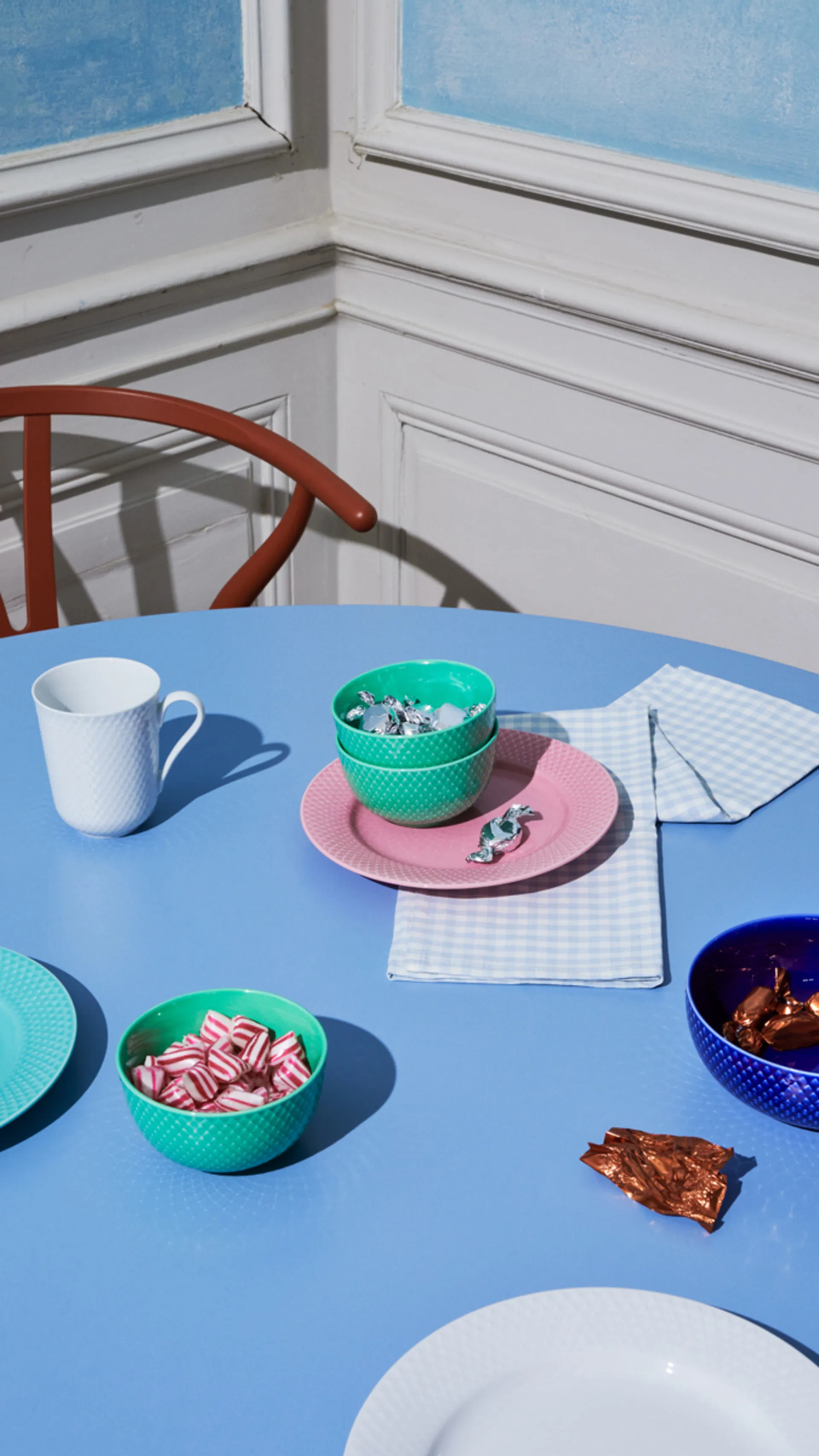 Bol Rhombe Ø15,5 cm, Azul oscuro Lyngby Porcelæn