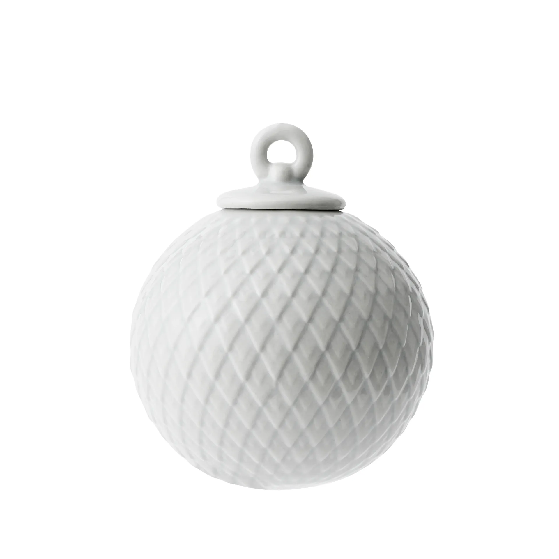 Bola de navidad Rhombe Ø7 cm, blanco Lyngby Porcelæn