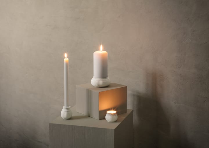 Candelabro para vela gruesa Curve Ø11 cm, blanco Lyngby Porcelæn