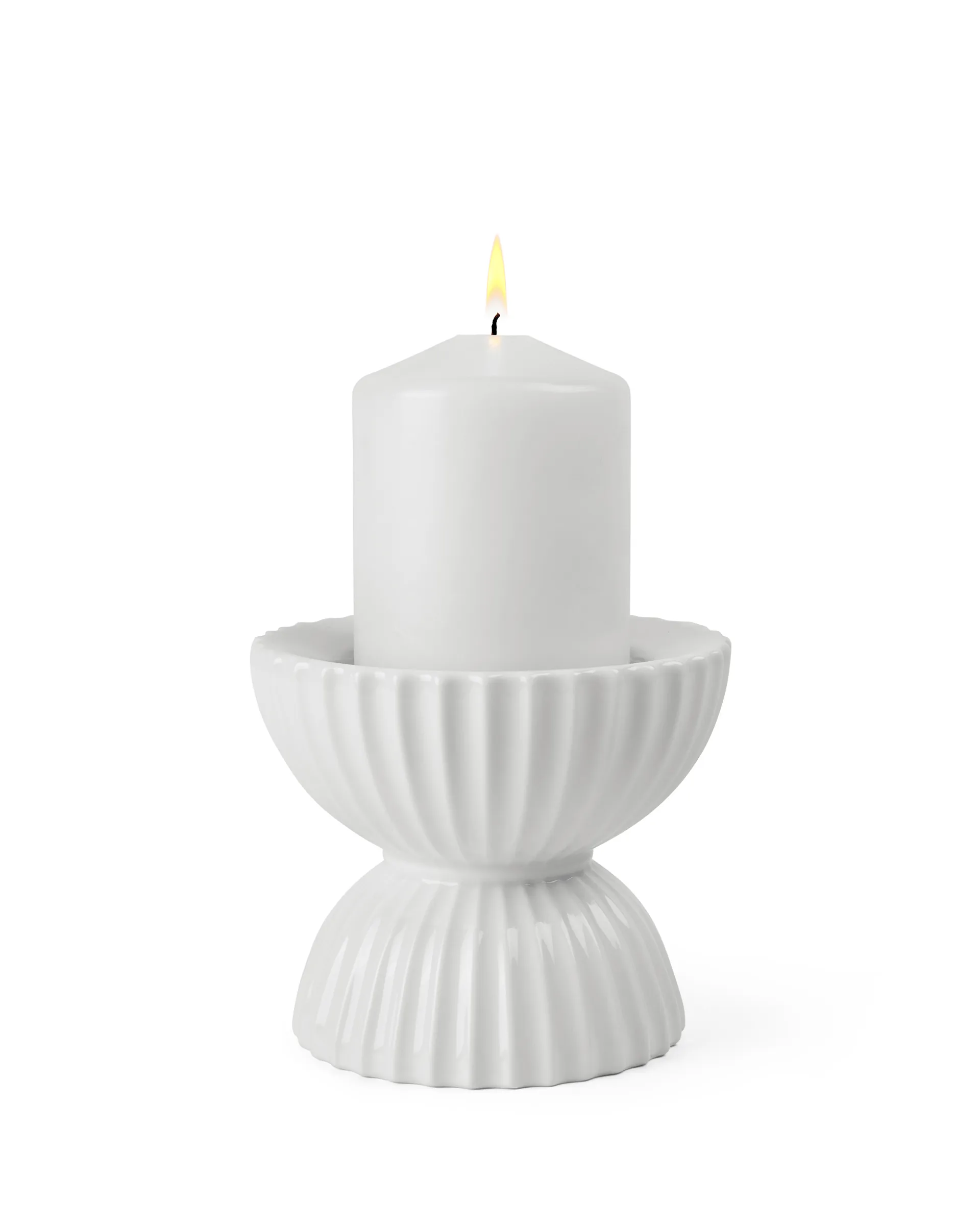 Candelabro para vela gruesa Lyngby Tura Ø11,5 cm, blanco Lyngby Porcelæn
