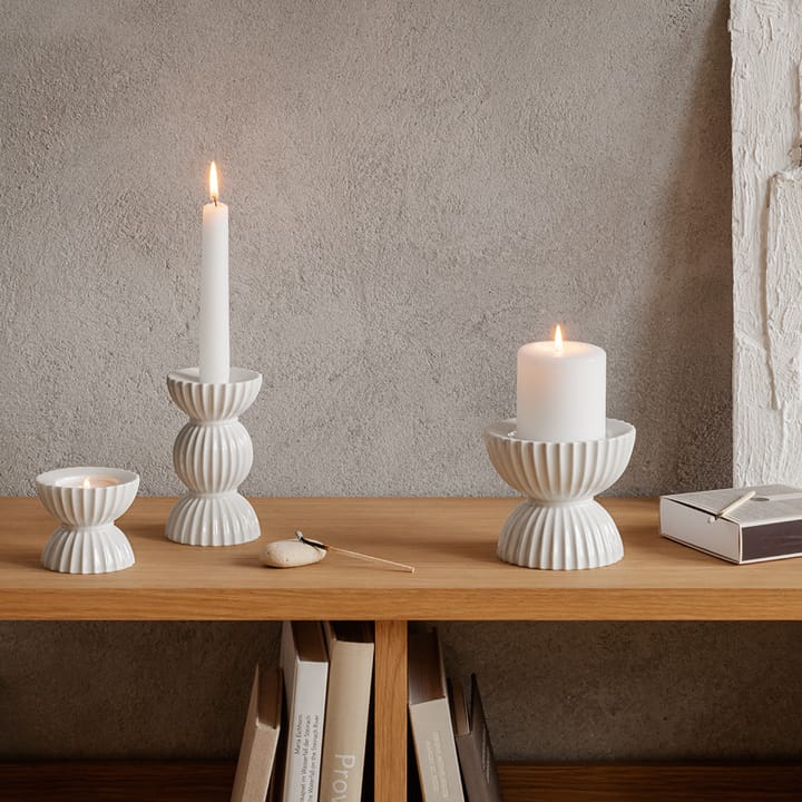 Candelabro para vela gruesa Lyngby Tura Ø11,5 cm, blanco Lyngby Porcelæn