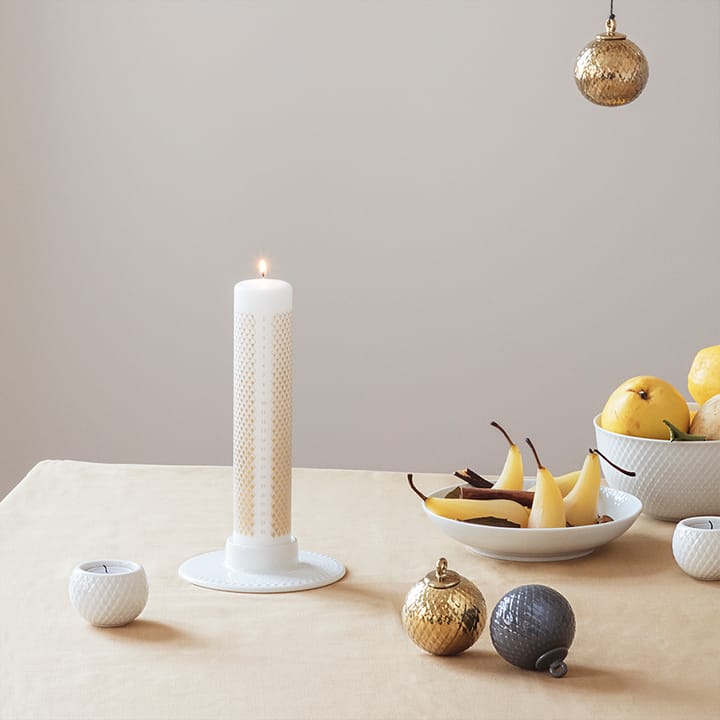 Candelabro para vela gruesa Rhombe, Blanco Lyngby Porcelæn