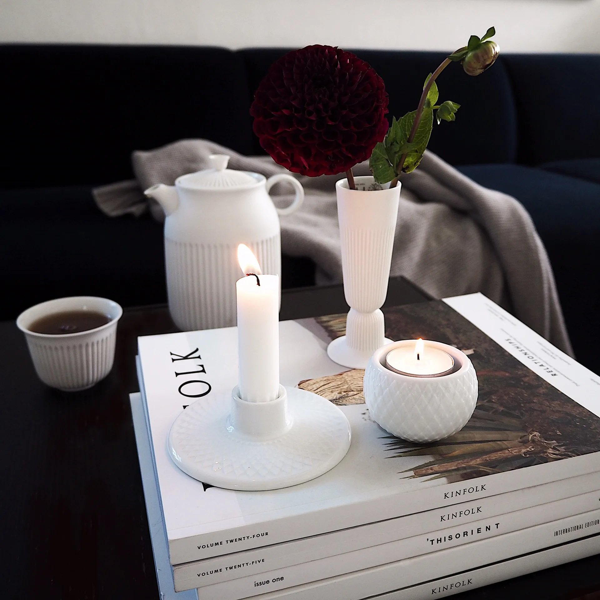 Candelabro Rhombe 3 cm, Blanco Lyngby Porcelæn