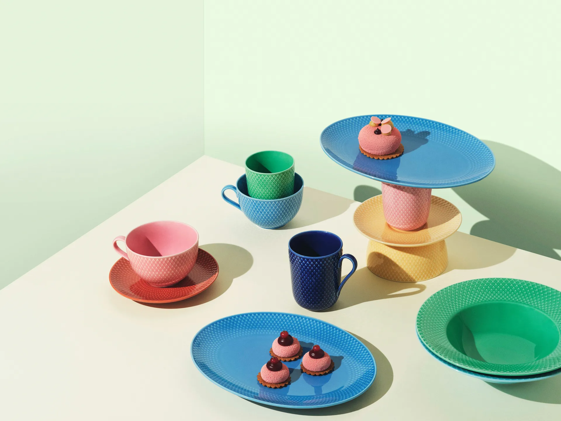 Fuente de servir Rhombe ovalado 21,5x28,5 cm, Azul Lyngby Porcelæn