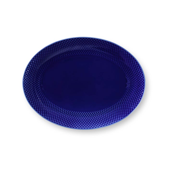 Fuente de servir Rhombe ovalado 35x26,5 cm - Azul oscuro - Lyngby Porcelæn