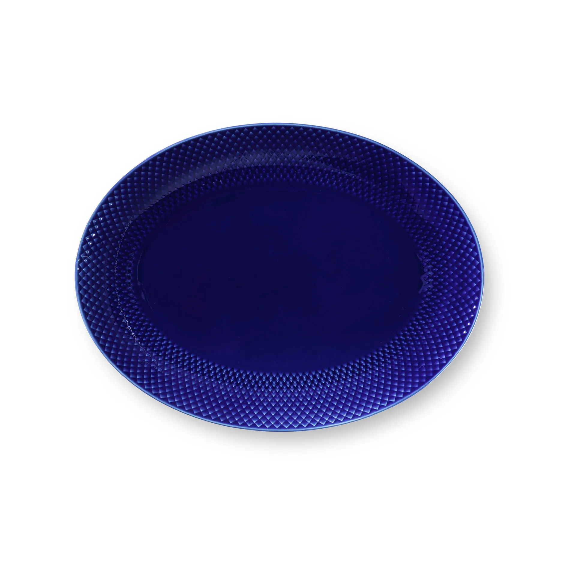 Fuente de servir Rhombe ovalado 35x26,5 cm, Azul oscuro Lyngby Porcelæn