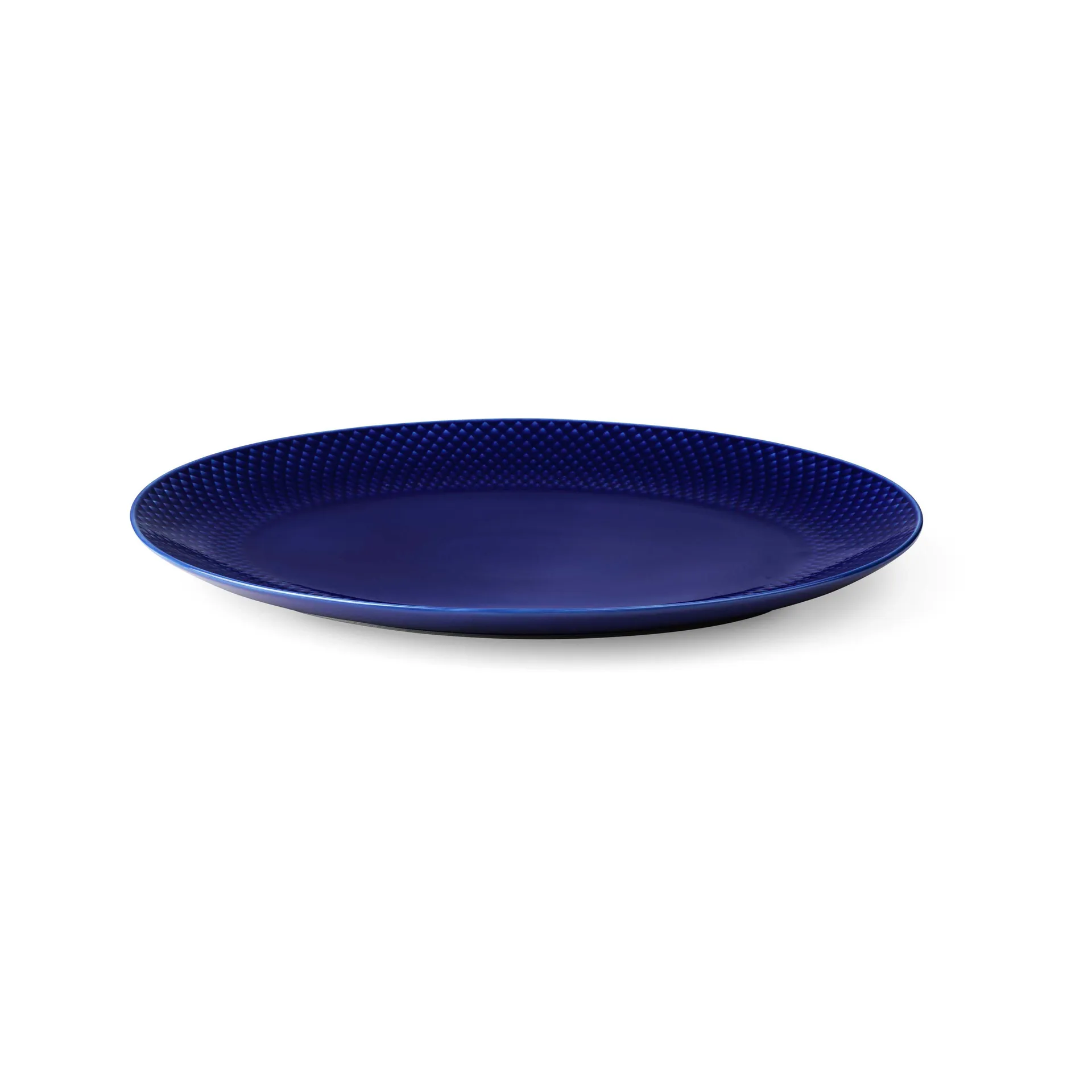 Fuente de servir Rhombe ovalado 35x26,5 cm, Azul oscuro Lyngby Porcelæn