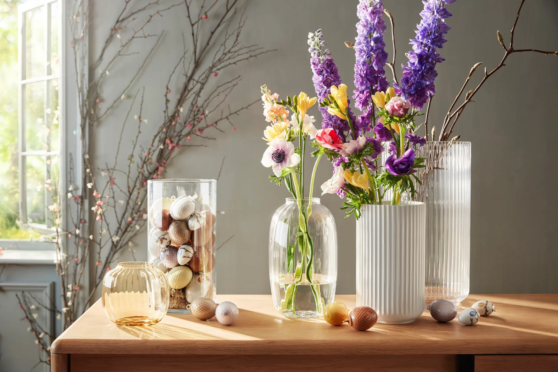 Jarrón Lyngby, vidrio transparente, 38 cm Lyngby Porcelæn