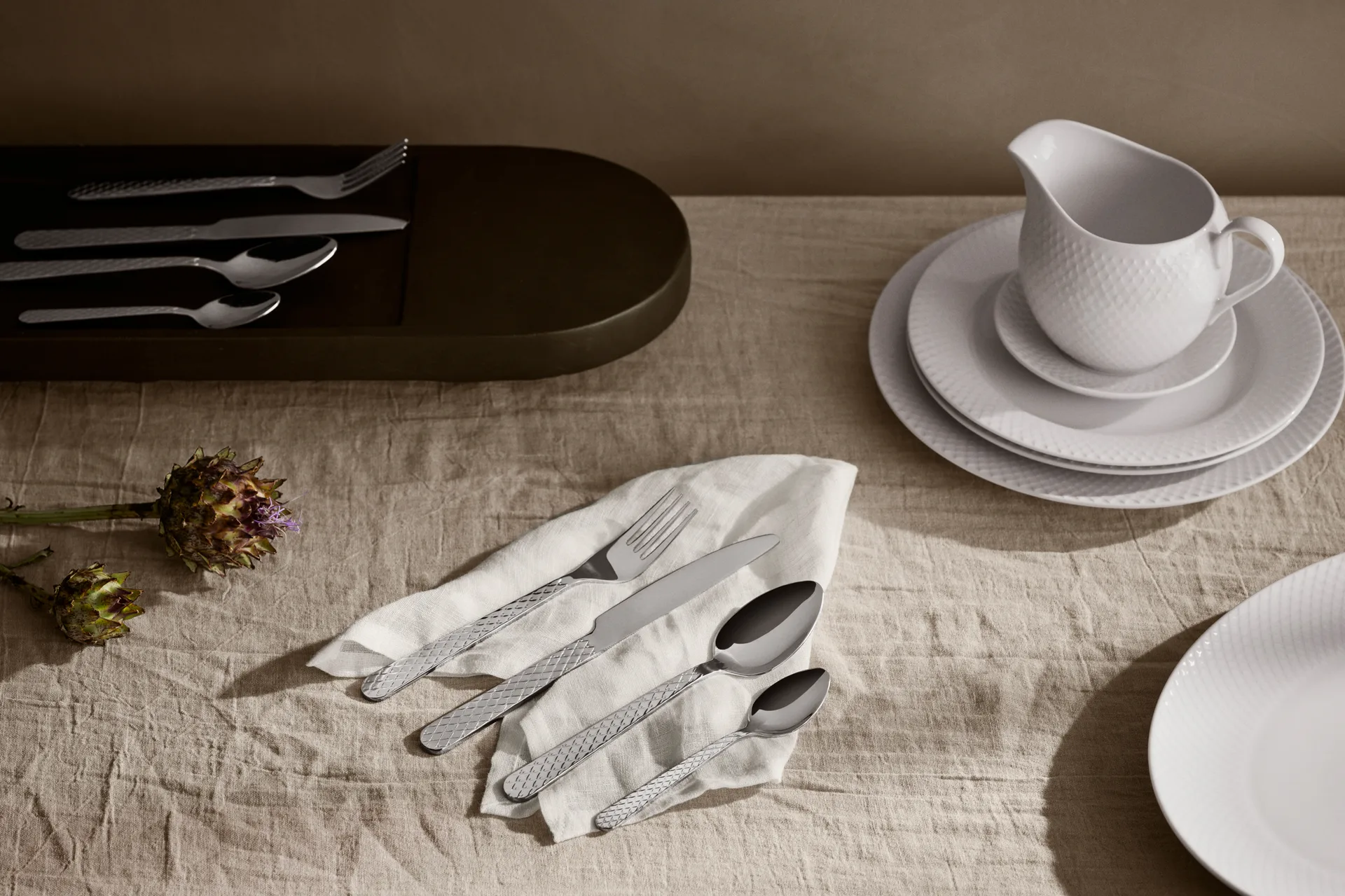 Juego de cubiertos Rhombe, 16 piezas Lyngby Porcelæn