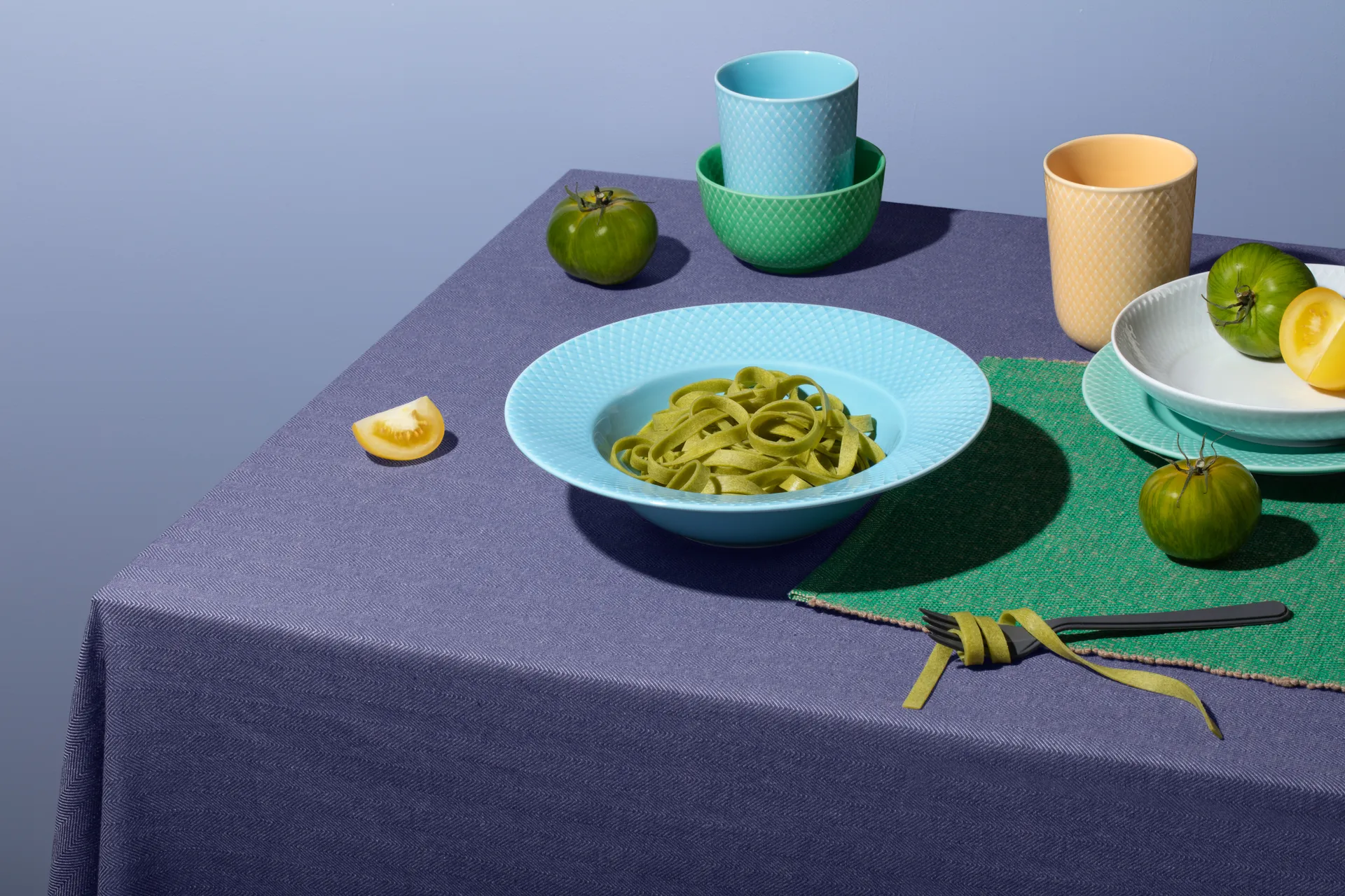 Plato Rhombe Ø21 cm, Aqua Lyngby Porcelæn