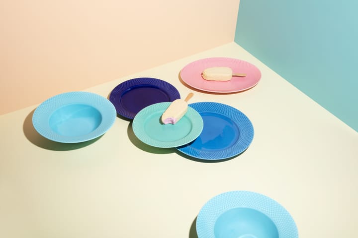 Plato Rhombe Ø23 cm, azul oscuro Lyngby Porcelæn