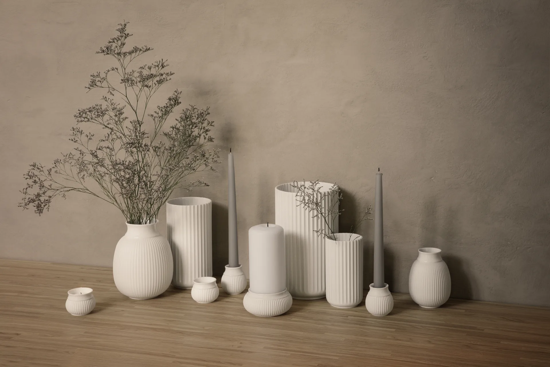 Portavelas Curve Ø6,5 cm, blanco Lyngby Porcelæn