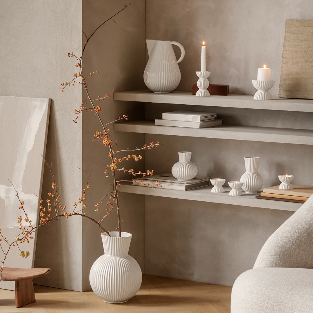 Portavelas Lyngby Tura Ø8 cm, blanco Lyngby Porcelæn