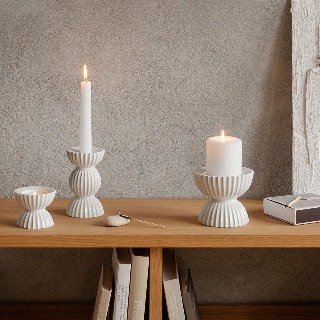 Portavelas Lyngby Tura Ø8 cm, blanco Lyngby Porcelæn